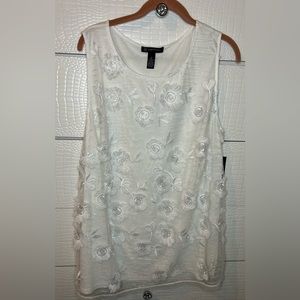NWT INC International Concept White Lace Top Size 2X